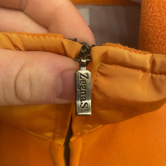 SOLD  Orange Zegna Sport Fleece Zip Sweater - Picture 9 of 10